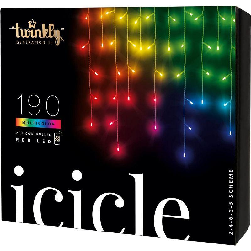 Twinkly Multicolor LED Icicle Lights with Clear Wire