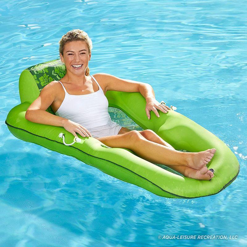 Lime Green Inflatable Pool Lounger with Headrest and Footrest