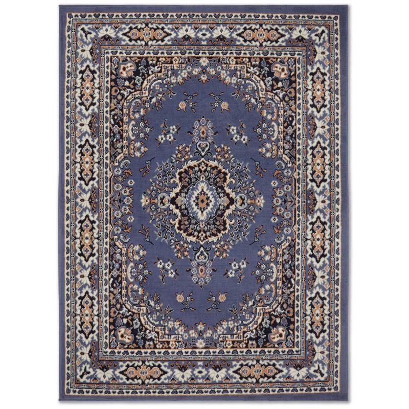 Home Dynamix Premium Sakarya Traditional Medallion Area Rug, Country Blue/Brown, 7'8"x10'7"