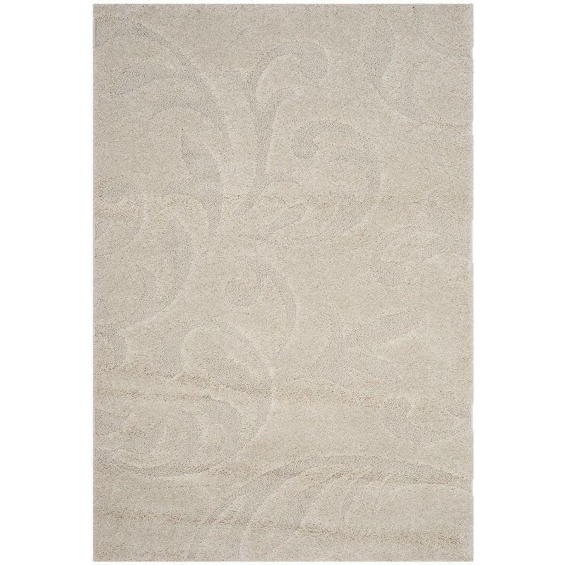 Florida Shag SG468 Power Loomed Indoor Area Rug - Creme/Creme - 5'3"x7'6" - Safavieh