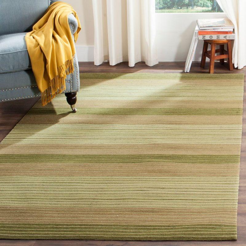 Marbella Green and Beige Handwoven Wool Cotton Area Rug 6' x 9'