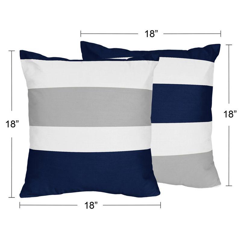 Sweet Jojo Designs Decorative Throw Pillows 18in. Stripe Navy and Gray 2pc