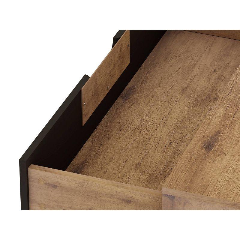 Set of 2 Rockefeller 3 Drawer Dresser Nature/Textured Gray - Manhattan Comfort: MDF Bedroom Storage, 6 Drawers