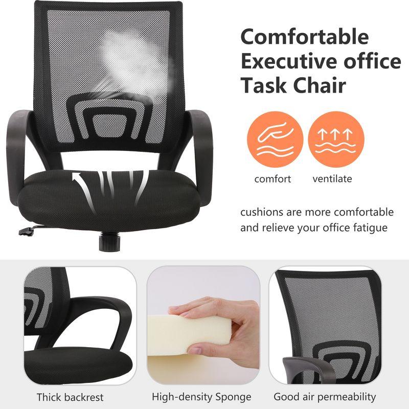 FDW Home Office Chair Ergonomic Desk Chair Mesh Computer Chair with Lumbar Support Armrest Adjustable Mid Back Task Chair for Women Adults