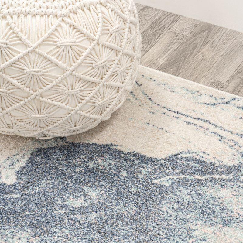 8' x 10' Marmo Abstract Marbled Modern Area Rug, Blue/Cream - JONATHAN Y