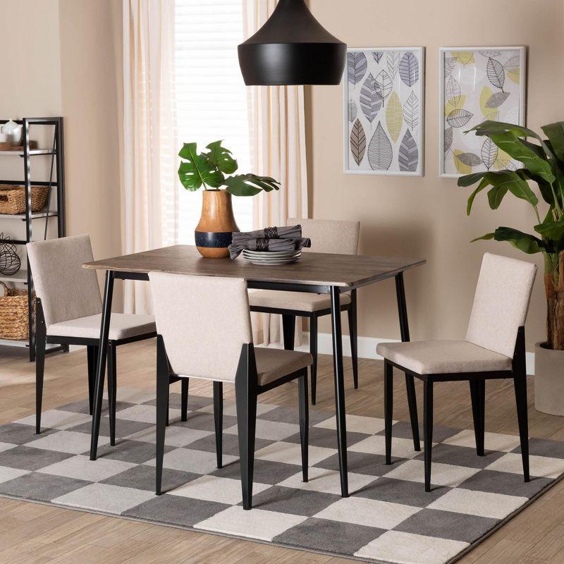 Baxton Studio Bishop Industrial Beige Fabric and Metal 5-Piece Dining Set