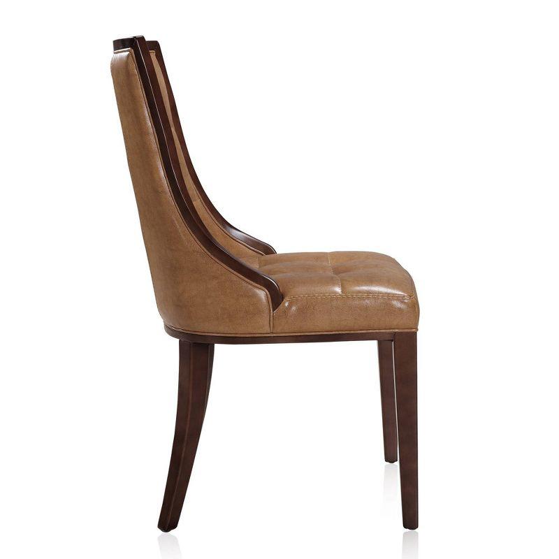 Fifth Avenue Saddle Faux Leather and Walnut Wood Side Chair Set