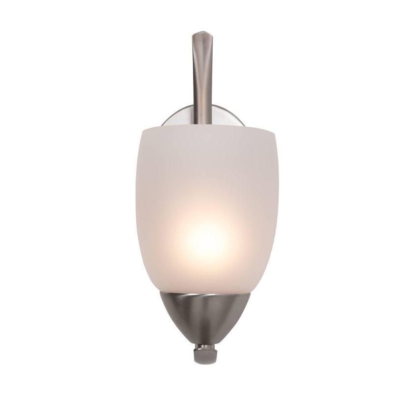 Yosemite 1-Light Wall Sconce - Brushed Nickel: Indoor Lighting, Modern Glass Shade, UL Listed, E26 Socket