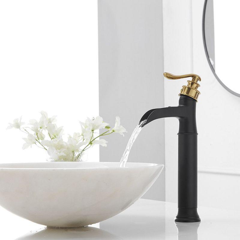 BWE Waterfall Single Handle Bath Vessel Sink Faucet Farmhouse Vanity Bowl Tall Lavatory With Drain