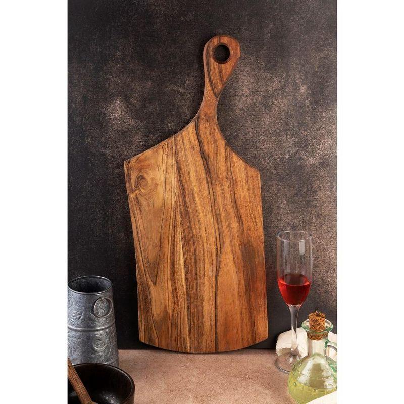 Rustic Teak Wood Paddle Cutting Board, 20"