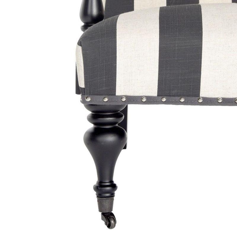 Contemporary White and Black Striped Wood Accent Arm Chair