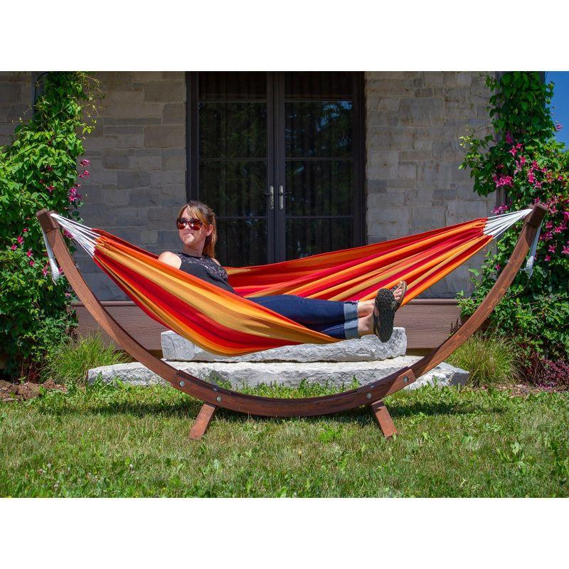 The Hamptons Collection 102” Orange Striped Sunbrella Brazilian Style Hammock with Stand