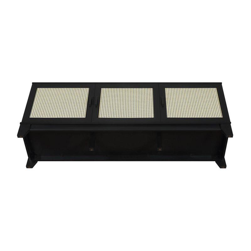 Sheridan Modern 6 Shelf Cane TV Stand for TVs up to 55" Black - Manhattan Comfort