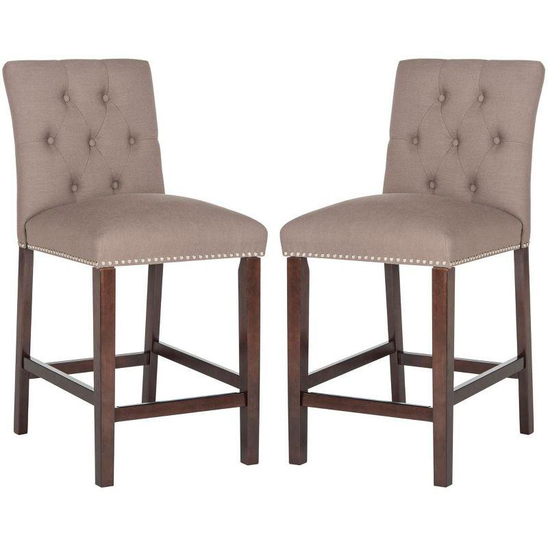 Norah Dark Taupe and Espresso Wood Metal Counter Stools (Set of 2)