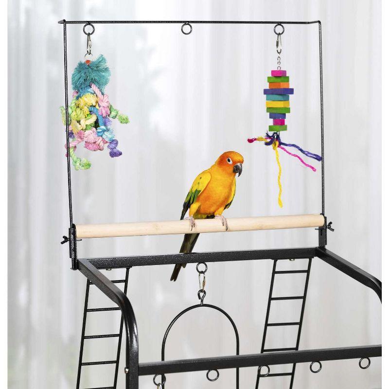 Prevue Pet Products Small Parrot Playstand with Wheels, Bird Stand Activity Play Center with Perches and Ladders,Black Hammertone Finish