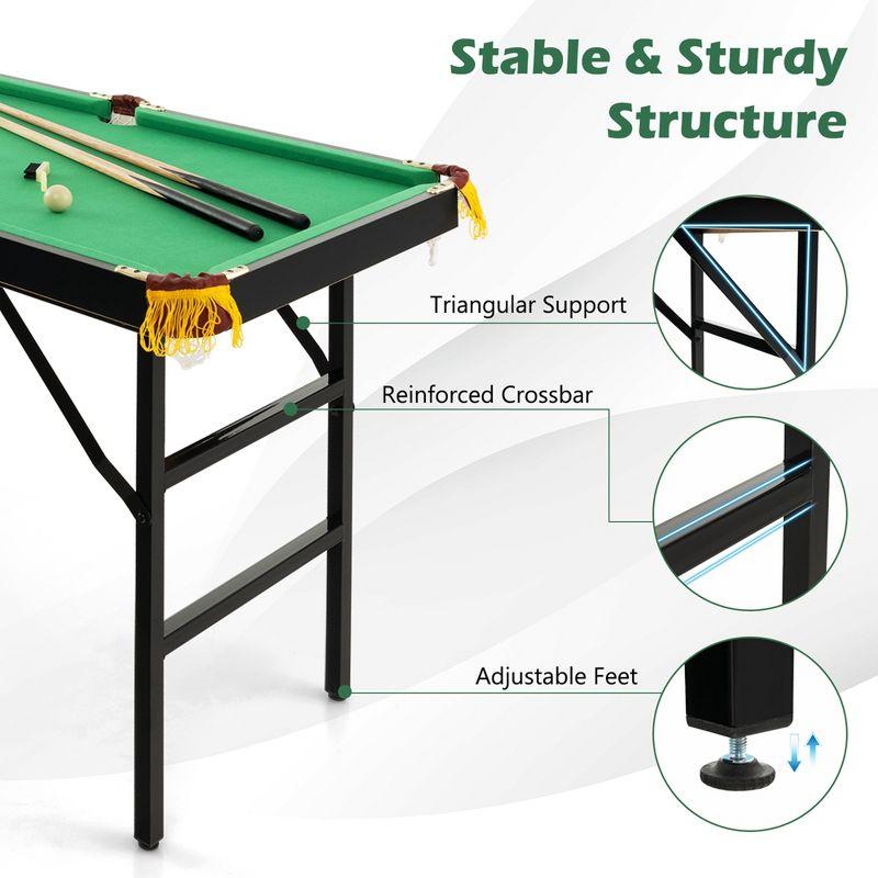 Costway 47" Folding Billiard Table Pool Game Table Indoor Kids w/ Cues Brush Chalk Green/Blue