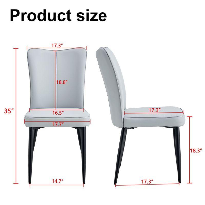 NicBex Dining Chairs Set of 2,Modern Dining Room Chairs with PU Leather Curved Backrest and Metal Legs,Gray