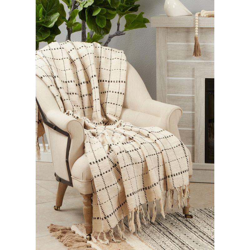 Saro Lifestyle Cotton Throw With Dashed Box Stitch Design