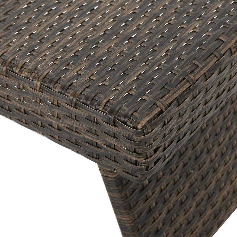 Thira Wicker Adjustable Folding Side Table - Mocha - Christopher Knight Home: Patio Furniture, Water-Resistant