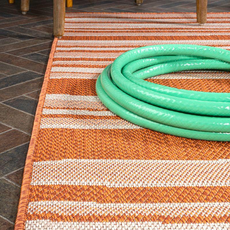 2' x 8' Castara Wavy Stripe Modern Indoor/Outdoor Runner Rug, Orange/Cream - JONATHAN Y
