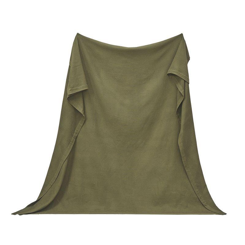 Twin Olive Green Cotton Knitted Blanket