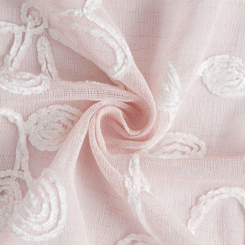 Dainty Home Rita 2-pack Linen Textured Grommet Window Panels With 3d Chenille Floral Embroidery Blush 76" W x 84" L
