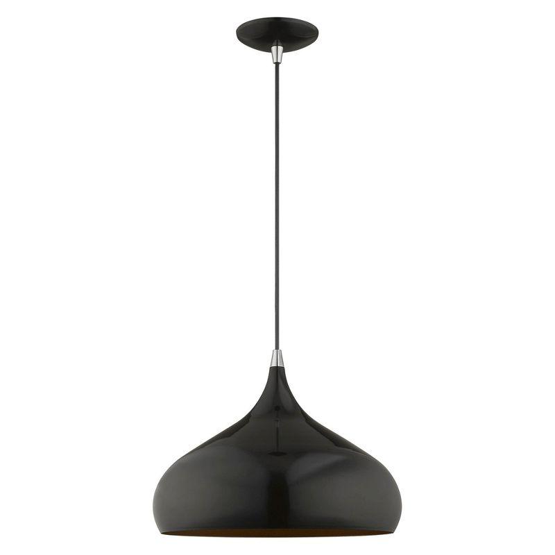 Livex Lighting Metal Shade 1 - Light Pendant in  Shiny Black