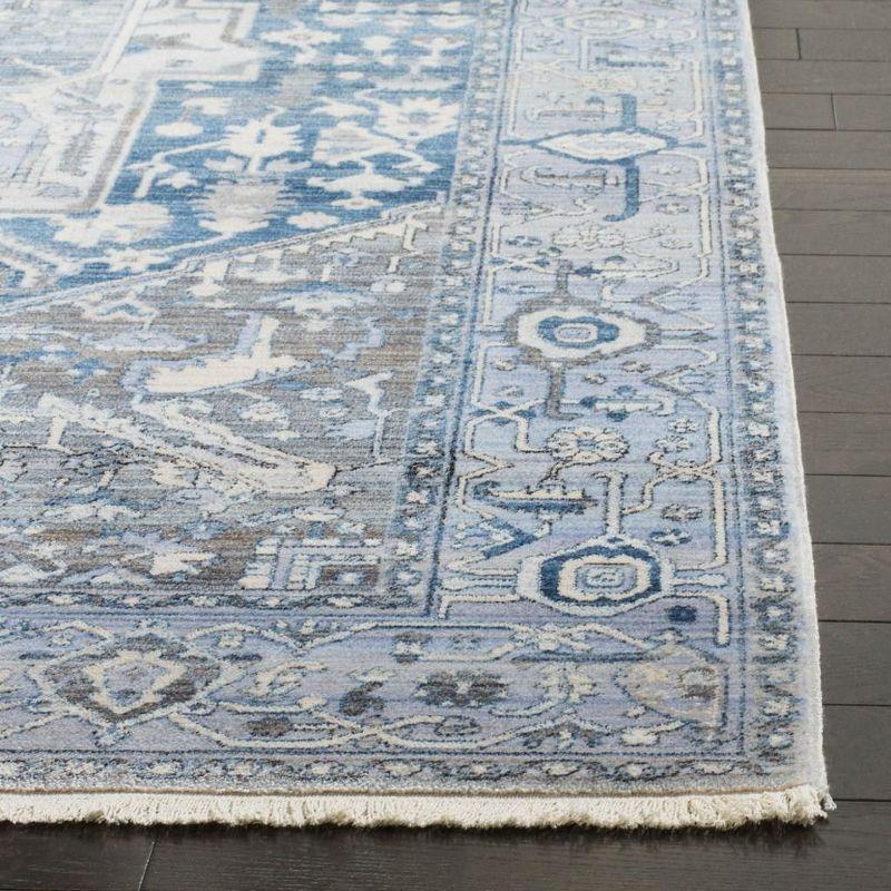 Hand-Knotted Blue Synthetic Persian-Style Rug, 30" x 4"