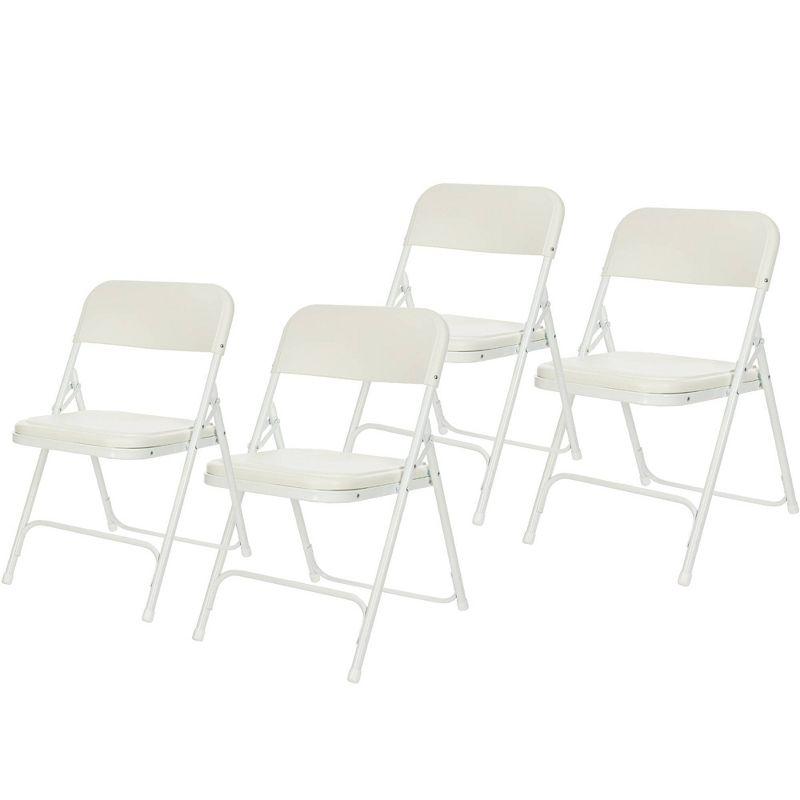 Sweetcrispy 4-Pack Sturdy Metal & Plastic Folding Chairs, Hold Up to 330 Pounds - White