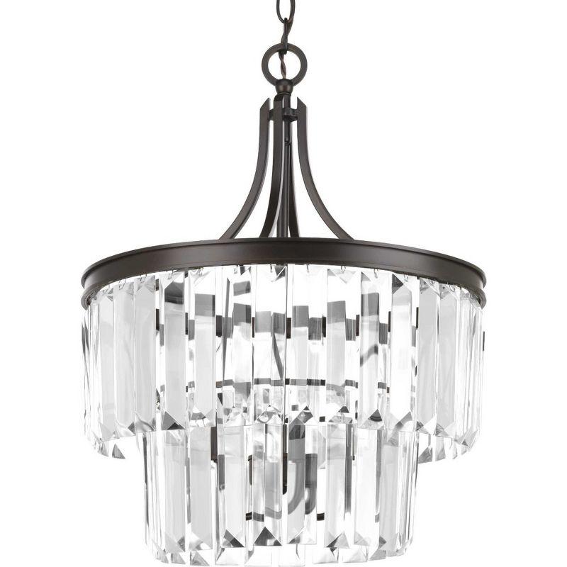 Progress Lighting Glimmer 3-Light Semi-Flush Ceiling Light, Silver Ridge, Prismatic Glass Shade