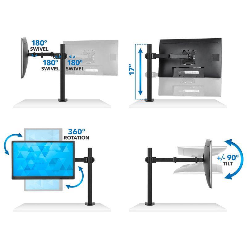 Mount-It! Single Monitor Arm Mount | Desk Stand | Full Motion Height Adjustable Articulating Tilt | Fits 13 - 32 Inch | C-Clamp and Grommet Base