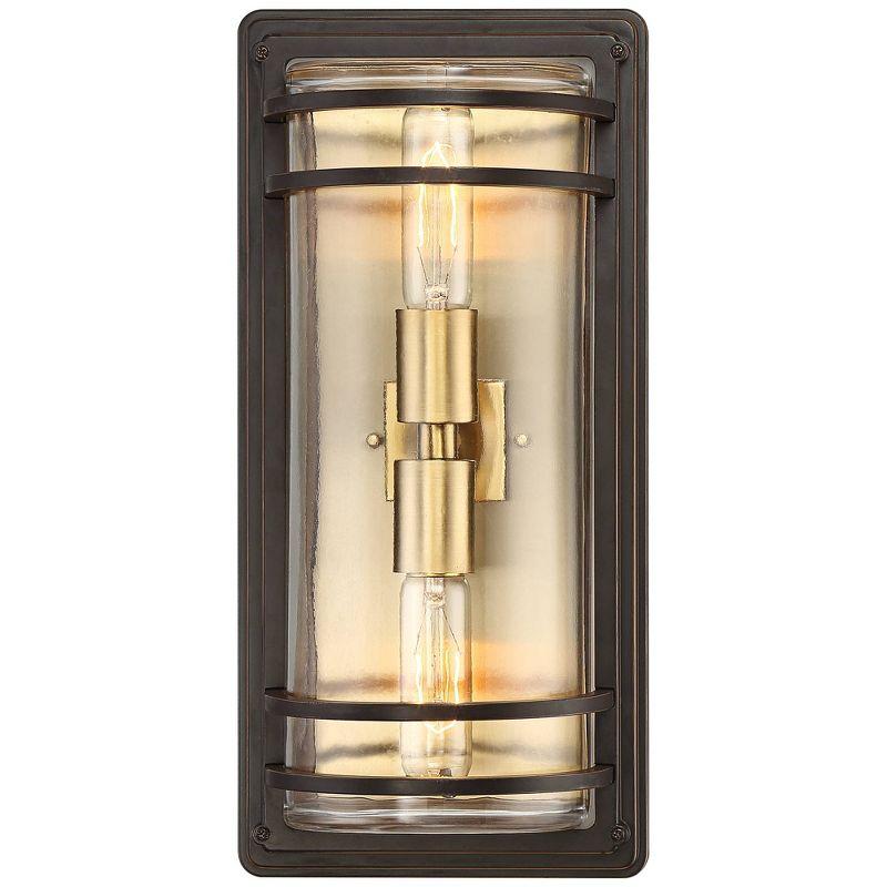 John Timberland Habitat Modern Outdoor Wall Light Fixture Bronze Warm Brass 16" Clear Glass for Post Exterior Barn Deck House Porch Yard Patio Home