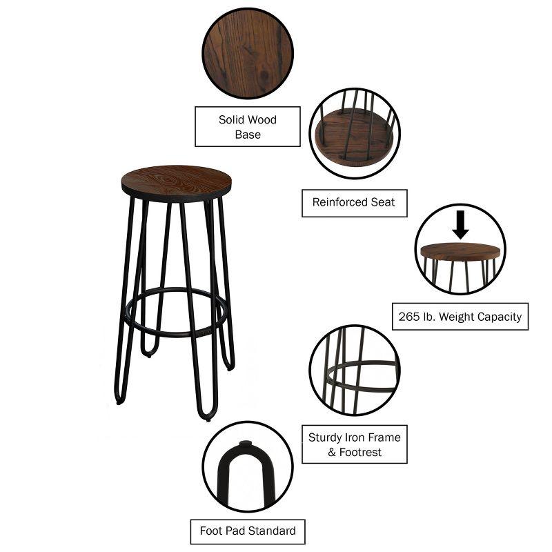 Alidia 24-Inch Bar Stools - Backless Barstools with Hairpin Legs, Wood Seat - Kitchen or Dining Room - Modern Farmhouse Barstools, 4 Pack