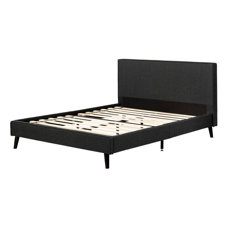 Elegant Matte Charcoal Upholstered Queen Bed with Chic Headboard