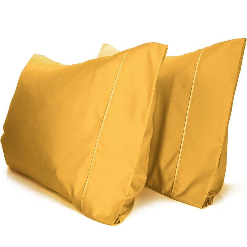 Medallion Gold Satin Trim Standard/Queen Pillowcase Set