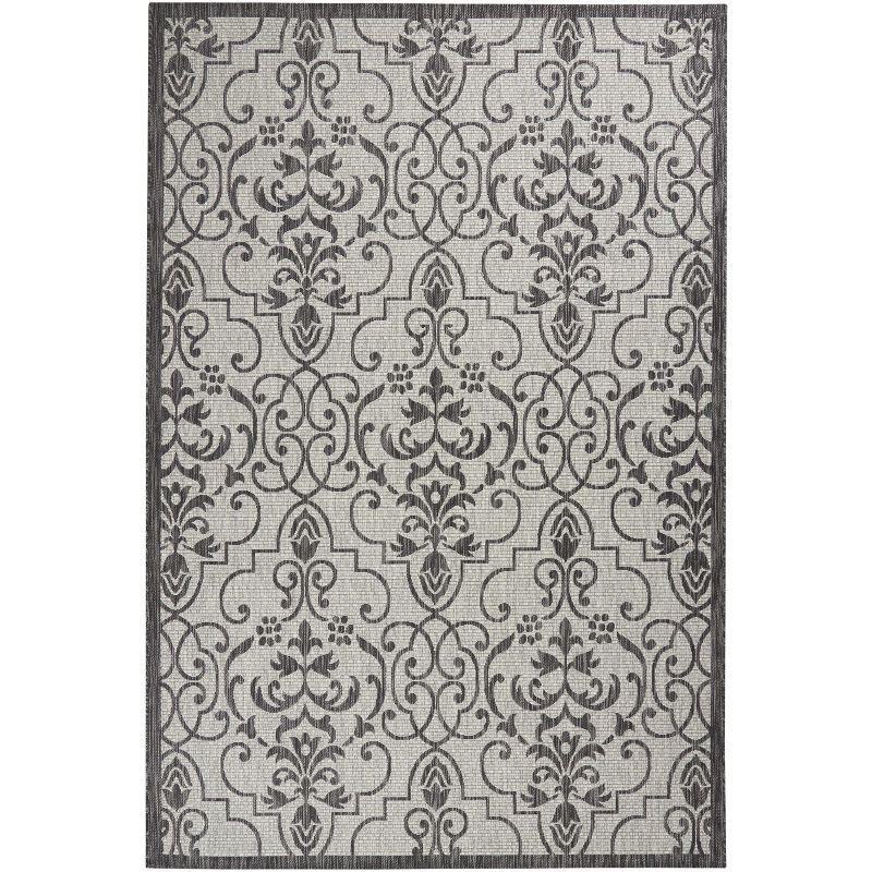 Nourison Garden Party GRD04 Indoor/outdoor Area Rug - Ivory/Charcoal 7' x 10'