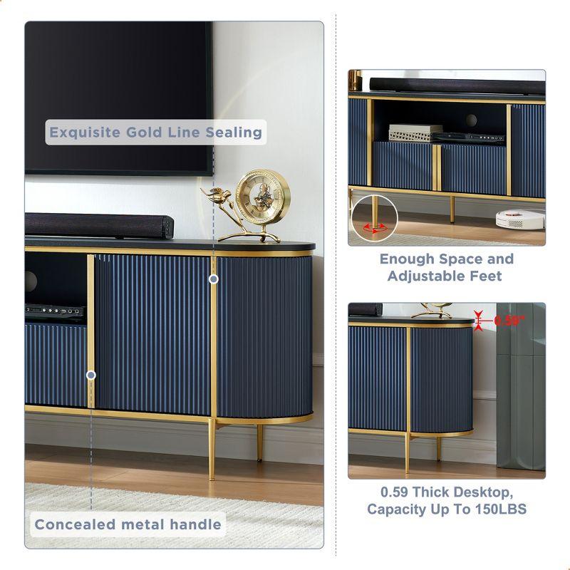 SinCiDo 70" Luxury TV Stand w/Faux Marble Top, Modern TV Console for TVs Up to 80 inches, Navy Blue