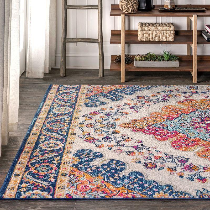 JONATHAN Y Bohemian FLAIR Boho Vintage Medallion Blue/Multi 5 ft. x 8 ft. Area Rug