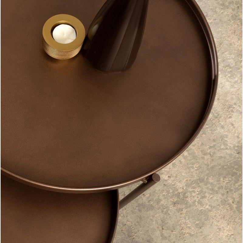 Kate and Laurel Ulani Round Metal Nesting Table, 2 Piece, Bronze