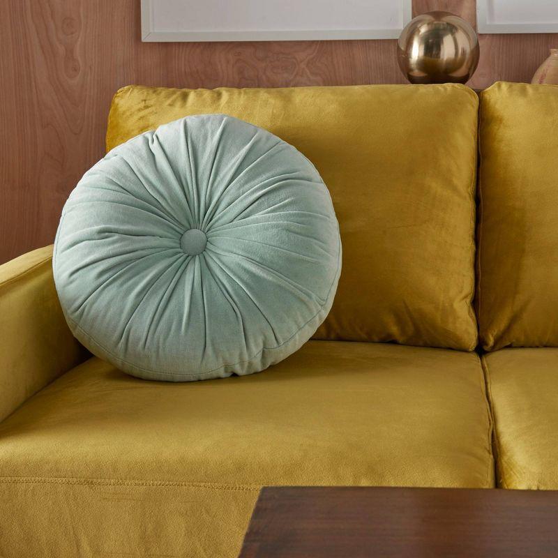 16" Ruched Velvet Round Throw Pillow - Mina Victory