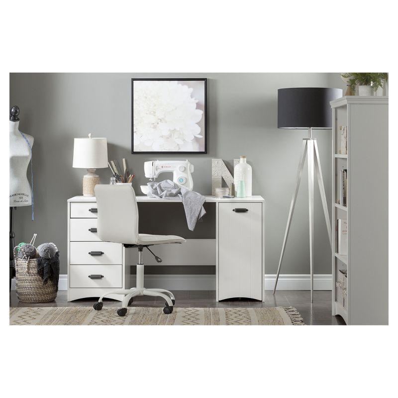 Pure White Sewing Craft Table with Storage and Drawers