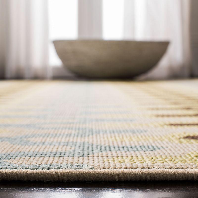 Hampton HAM518 Indoor/Outdoor Machine Made Area Rug - 6'7"x9'6" - Green/Light Blue - Safavieh