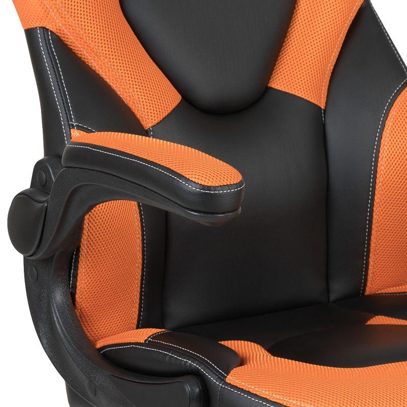 Black Nylon High-Back Ergonomic Gaming Chair with Flip-Up Arms