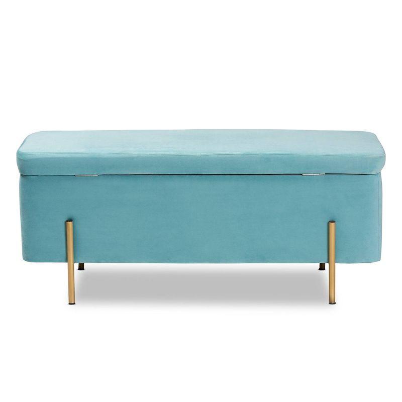 Rockwell Velvet Metal Storage Bench - Baxton Studio