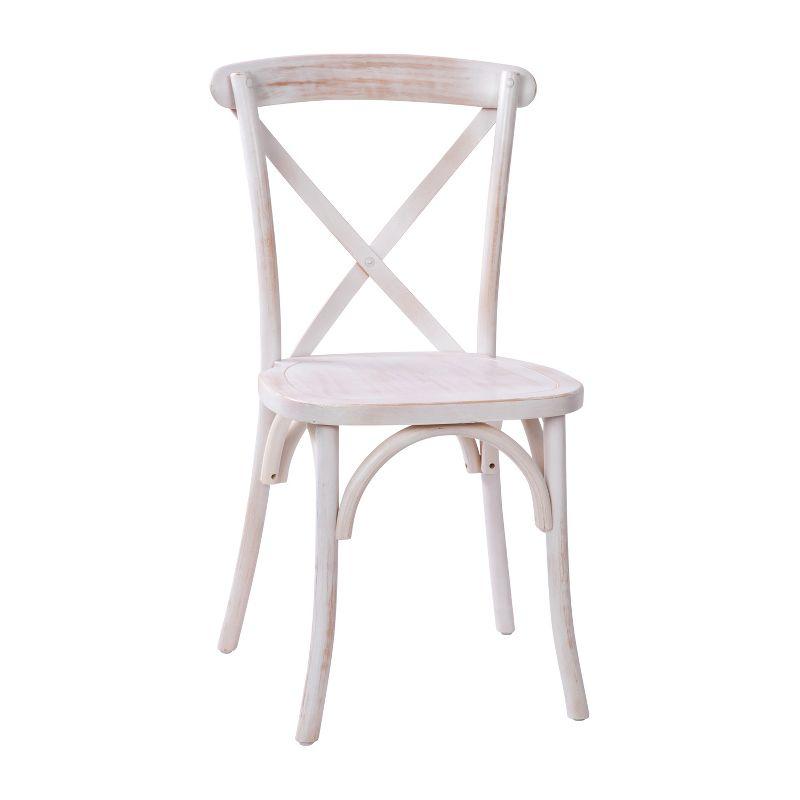 Merrick Lane X-Back Bistro Style Wooden High Back Dining Chair in Lime Wash