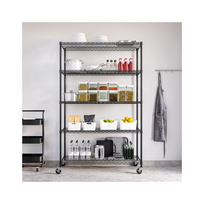 UltraDurable 24" D 5-Tier NSF-Certified Steel Shelving with Wheels