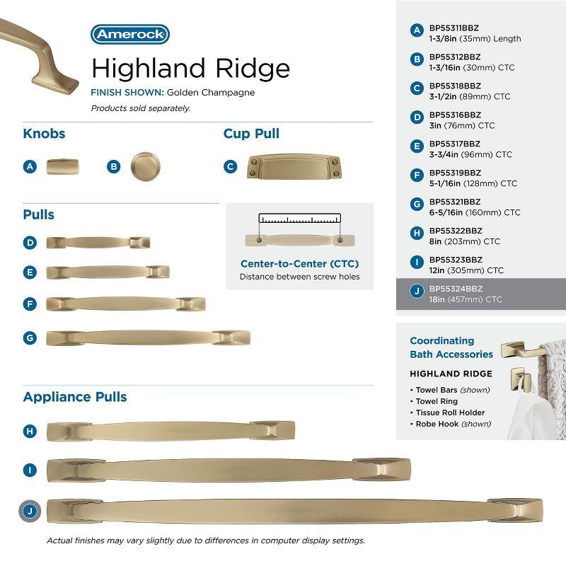 Amerock Highland Ridge 18 inch (457mm) Center-to-Center Golden Champagne Appliance Pull