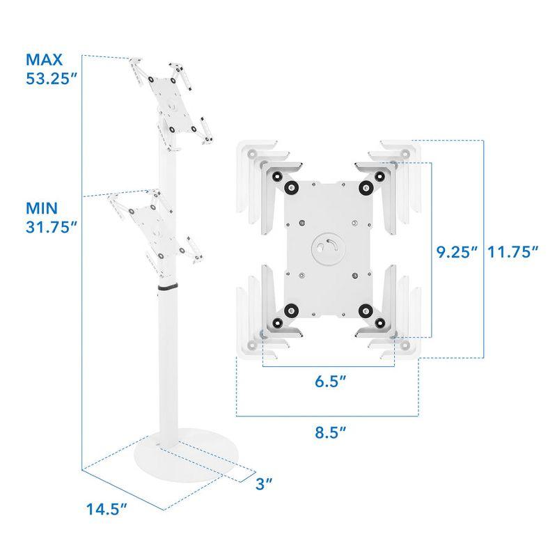 White Adjustable Universal Tablet Floor Stand with Lockable Mount