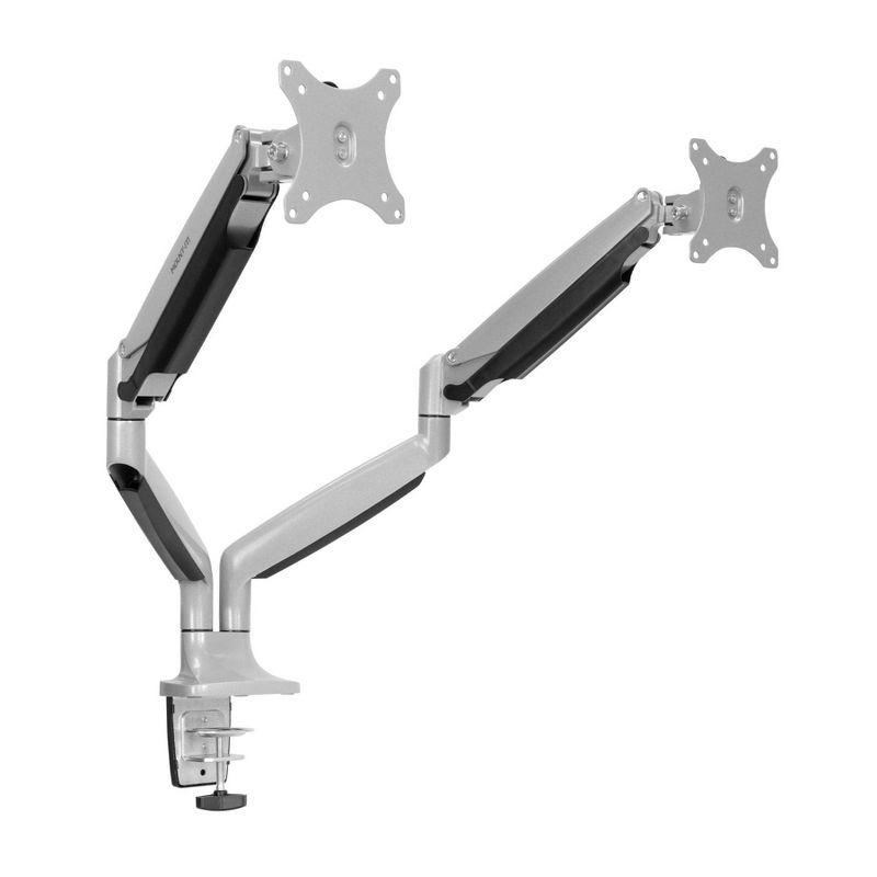 Silver Dual Monitor Adjustable Desk Mount with Gas Spring