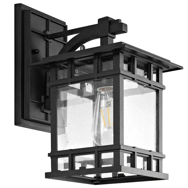 Black Aluminum Mission-Style Outdoor Wall Lantern with Clear Glass